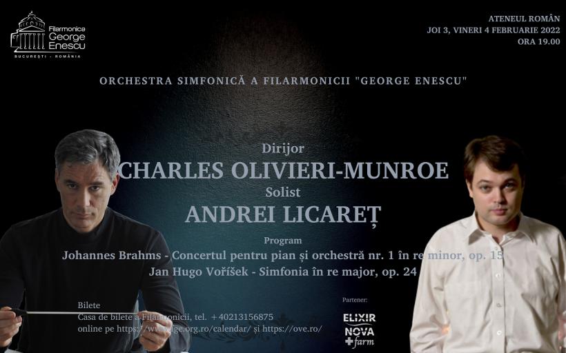 Dirijorul canadian Charles Olivieri-Munroe și pianistul Andrei Licareț revin pe scena Ateneului Român