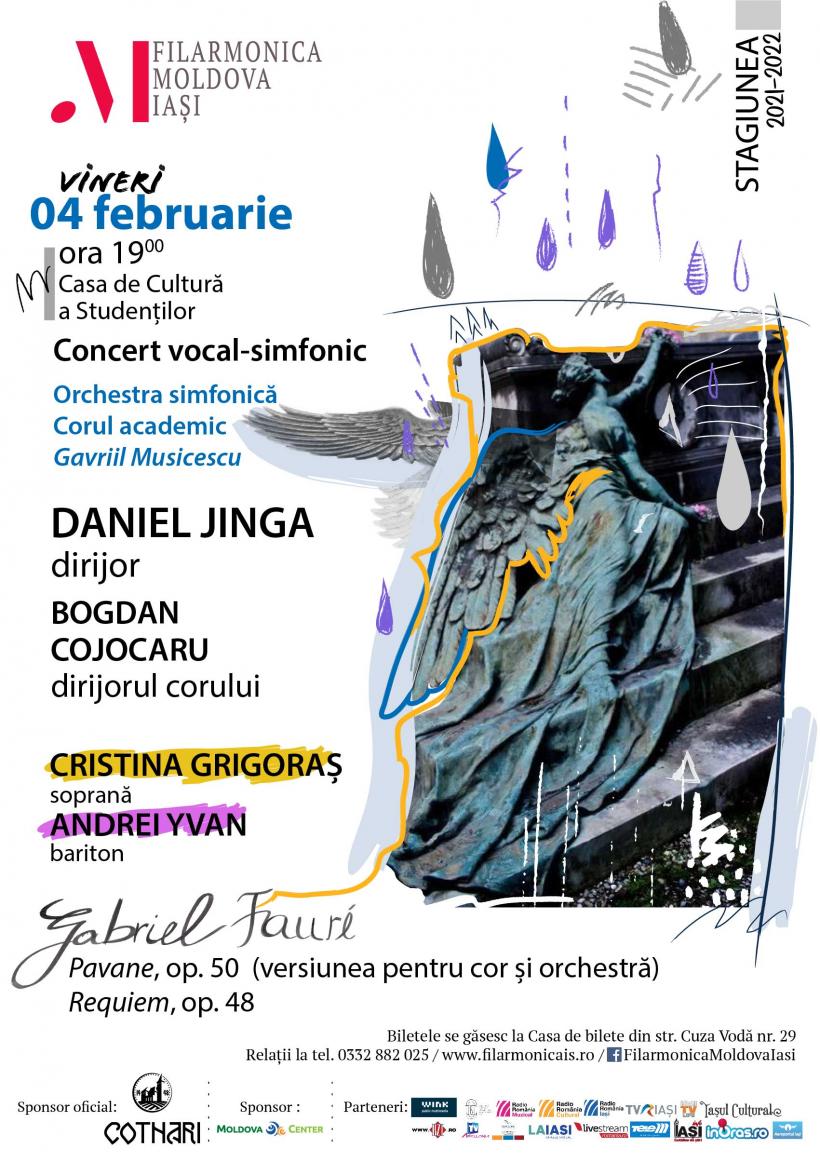 Dirijorul Daniel Jinga la pupitrul Filarmonicii din Iaşi, pe 4 februarie, în concert vocal-simfonic