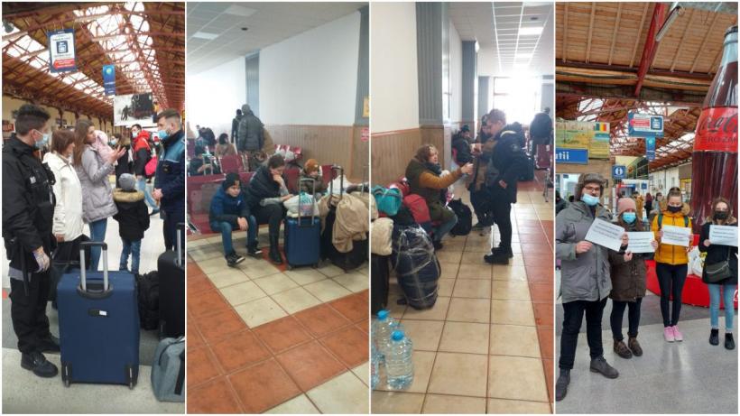 Circa 100 de refugiați ucraineni ajung în Gara de Nord din București