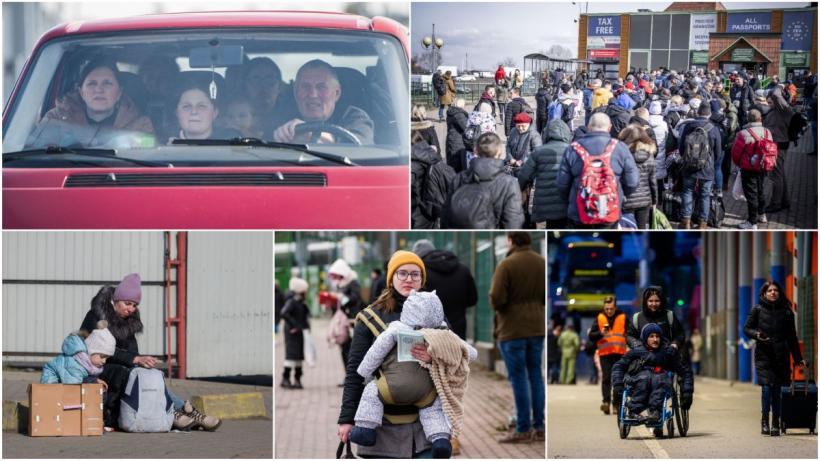 Imaginile disperării de la granițele Ucrainei. Sute de mii de refugiați au părăsit țara