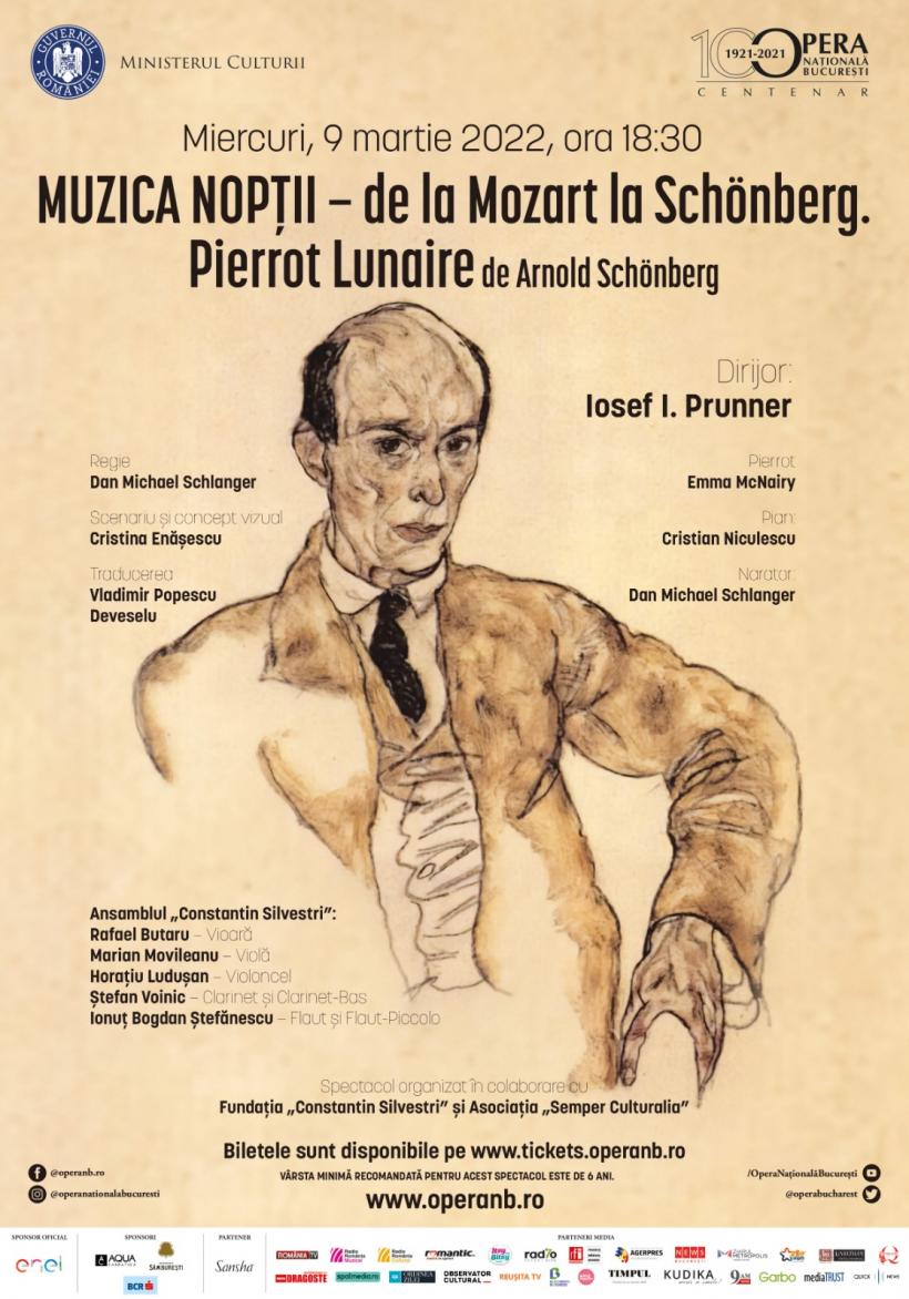 MUZICA NOPȚII – de la Mozart la Schönberg.  „Pierrot Lunaire”  pe scena Operei Naționale București
