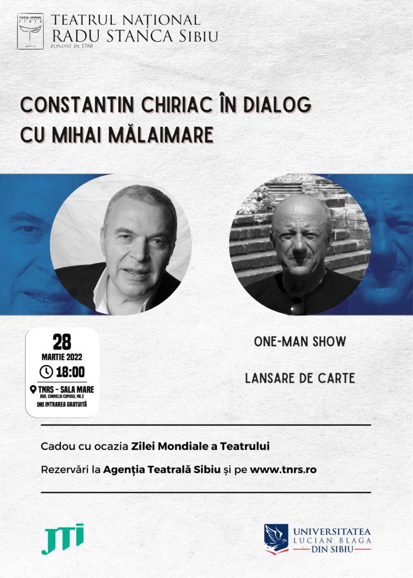 Ziua Mondială a Teatrului la TNRS. Spectacolul „Echilibru fragil” și Conferință Constantin Chiriac în dialog cu Mihai Mălaimare