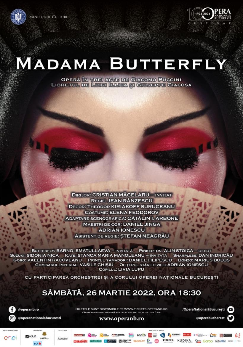 Soprana Barno Ismatullaeva și dirijorul Cristian Măcelaru în „Madama Butterfly”, pe scena Operei Naționale București