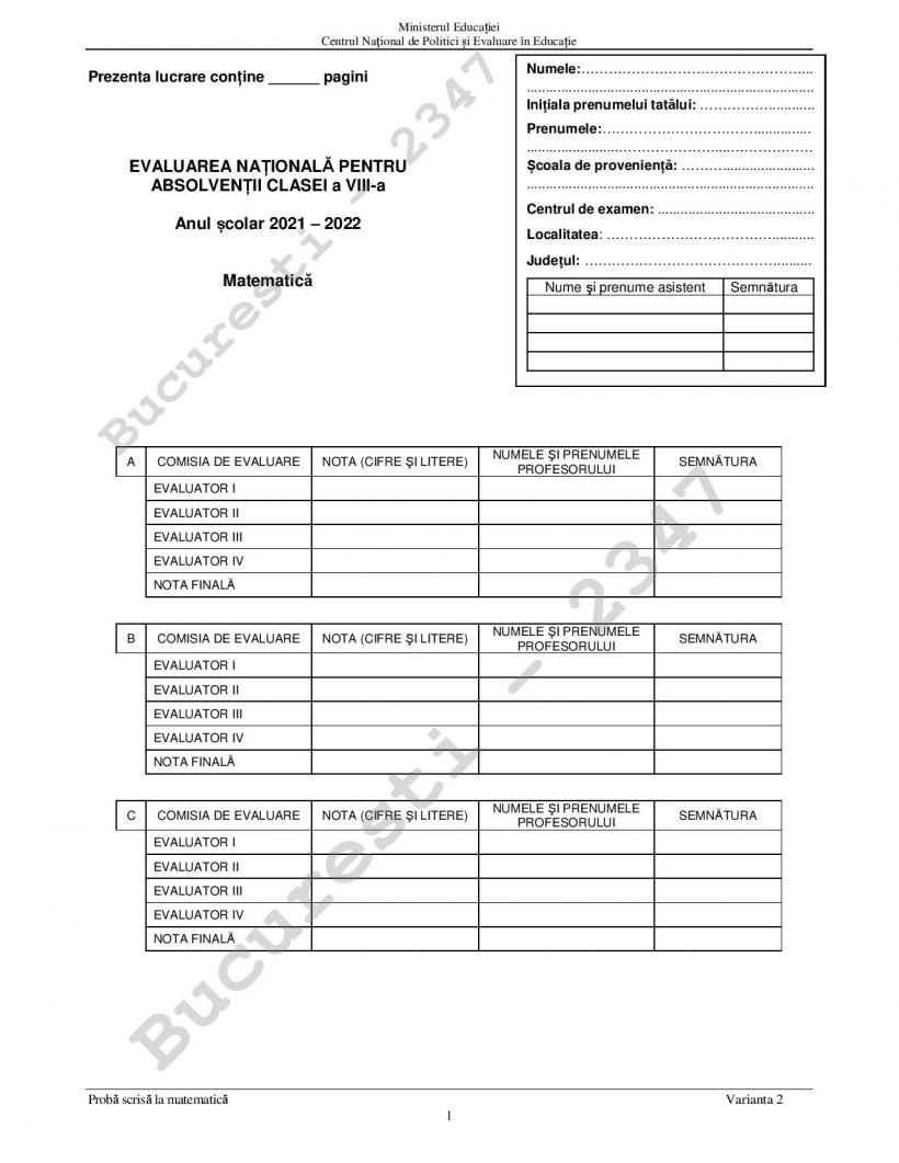 Subiecte Matematică Evaluare Națională 2022. Ce le-a picat elevilor la matematică 18790375