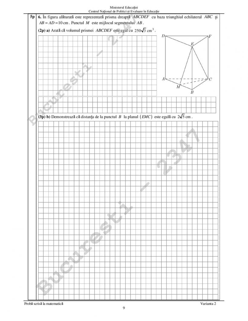 Subiecte Matematică Evaluare Națională 2022. Ce le-a picat elevilor la matematică 18790383