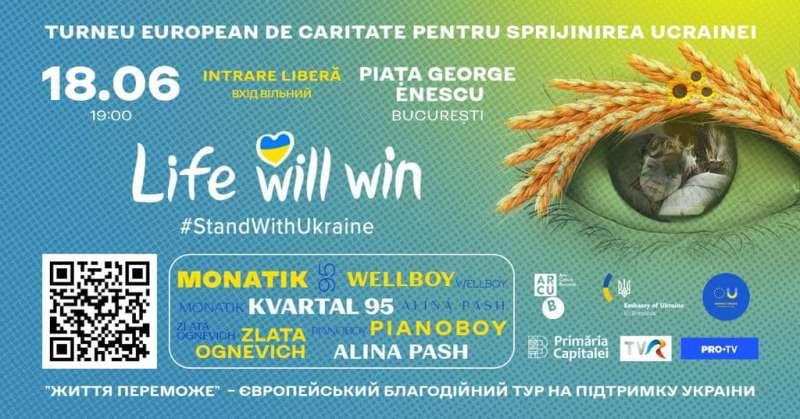 Bucureştiul se alătură oraşelor europene care găzduiesc turneul &quot;Life Will Win&quot;, dedicat Ucrainei