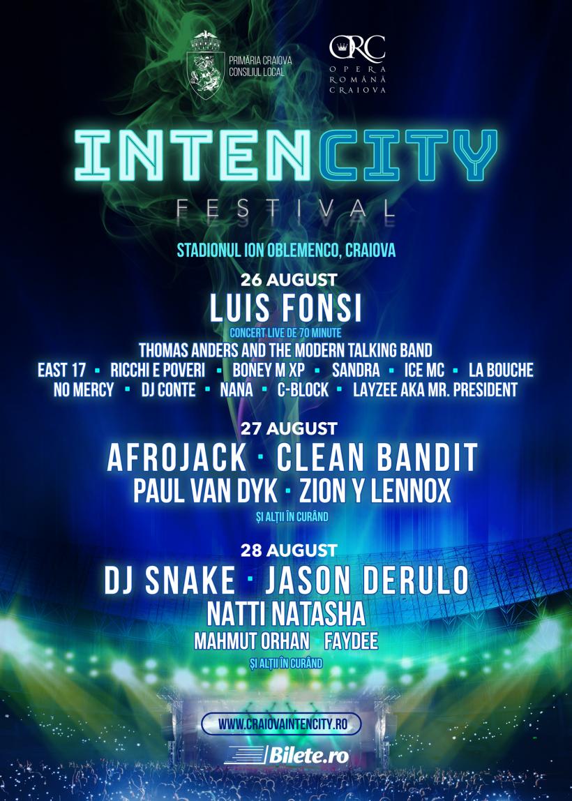 DJ Snake, Jason Derulo, Afrojack, Luis Fonsi, Clean Bandit, și mulți alții, pe scena marelui festival al sfârșitului verii - IntenCity  