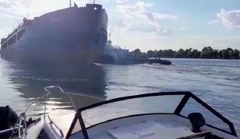 Accident pe Dunăre. O navă ucraineană a lovit ambarcațiuni ale Poliției Române de Frontieră