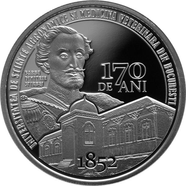 BNR lansează o monedă de argint cu tema &quot;170 de ani de la înfiinţarea Universităţii de Ştiinţe Agronomice şi Medicină Veterinară din Bucureşti&quot;.
