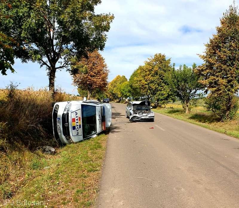 Botoșani: Mașină de poliție, lovită de un șofer băut