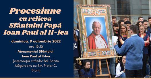 Procesiune cu relicva Sfântului Papă Ioan Paul al II-lea pe străzile Capitalei