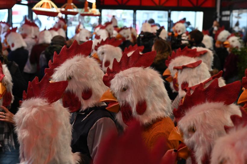 Burger King: activiști deghizați în găini au invadat un restaurant din Paris 18808382