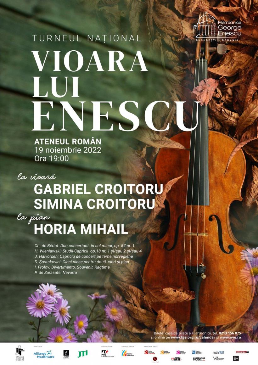 Pe scena Ateneului Român din Bucureşti, turneul Vioara lui Enescu 2022 aduce în premieră două dintre viorile maestrului –  Guarneri del Gesù “Catedrala” şi Paul Kaul