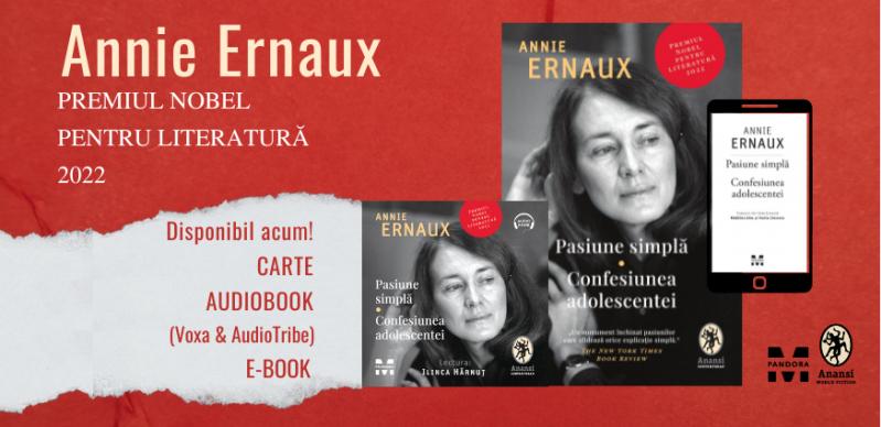 Primul volum semnat de Annie Ernaux, laureata Nobelului literar din acest an,  disponibil în limba română