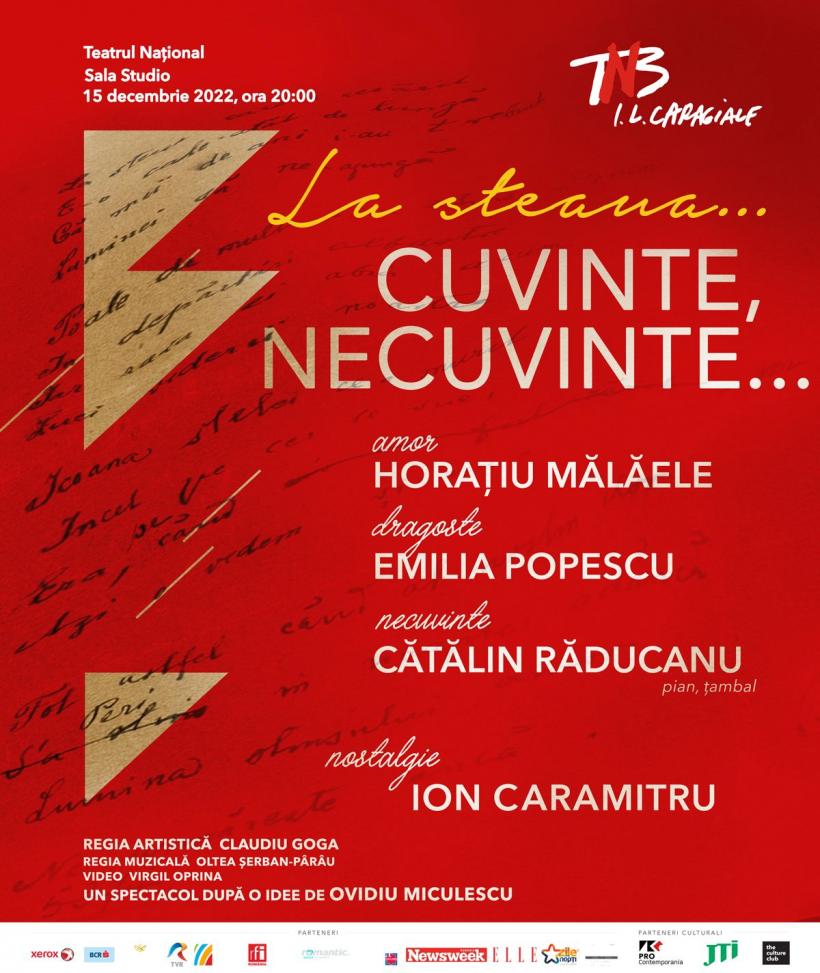 La Steaua… Cuvinte, necuvinte… pe 15 decembrie, ora 20.00, Sala Studio a TNB  Horaţiu Mălăele şi Emilia Popescu, sub semnul lui Ion Caramitru