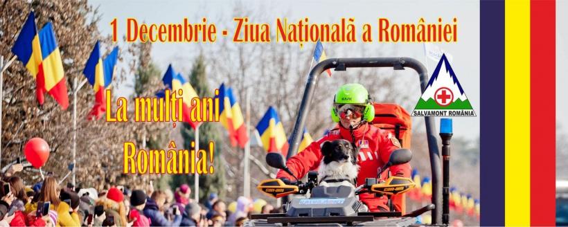 Drapelul României arborat pe Vârful Moldoveanu de Ziua Națională