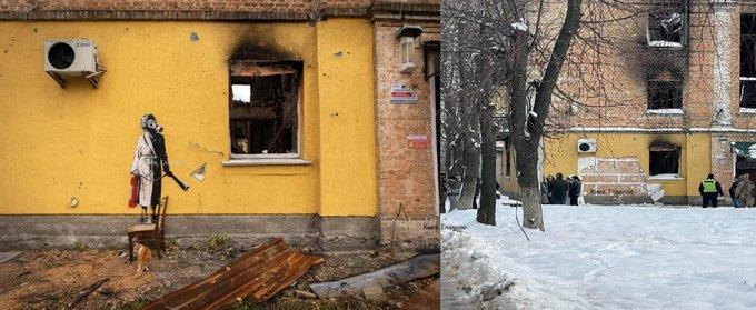 Incredibil! Au decupat peretele și au furat o pictură murală a lui Banksy în Ucraina 18813166