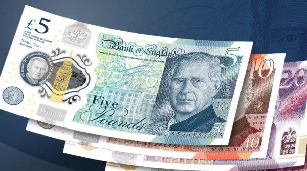 Banca Angliei prezintă primele bancnote cu chipul regelui Charles al III-lea