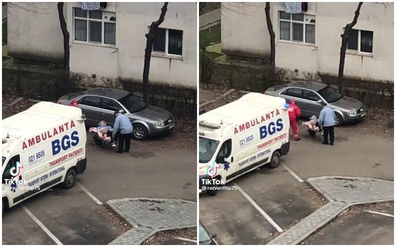 Caz INCREDIBIL la Iași. O femeie în vârstă a fost dusă cu roaba la ambulanță