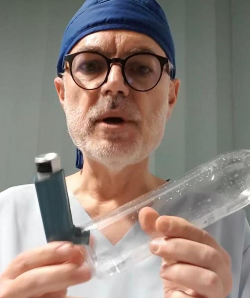 Dr. Mihai Craiu: NICIODATĂ nu pulverizăm spray-ul cu medicație direct în gură! Putem improviza un dispozitiv simplu, acasă. Iată cum!