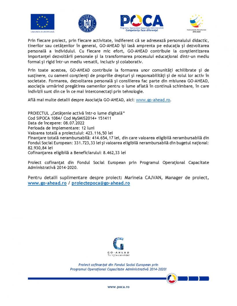 Asociația GO-AHEAD susține cetățenia activă promovând avantajele și beneficiile digitalizării 18819771