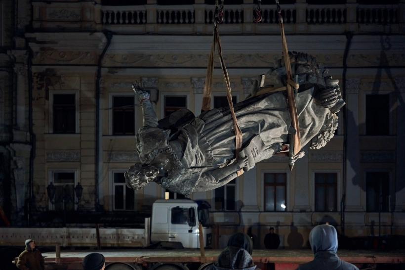 Statuia Ecaterinei cea Mare, fondatoarea orașului Odesa, îndepărtată de ucraineni