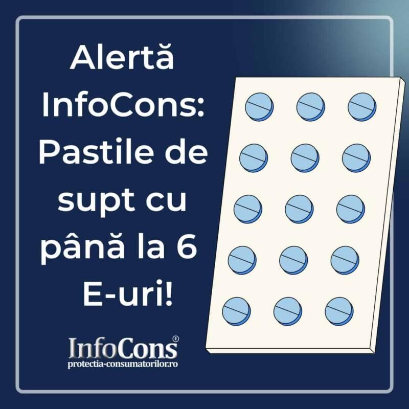 Alertă InfoCons! Pastilele de supt pentru dureri în gât pot conţine până la 6 E-uri 