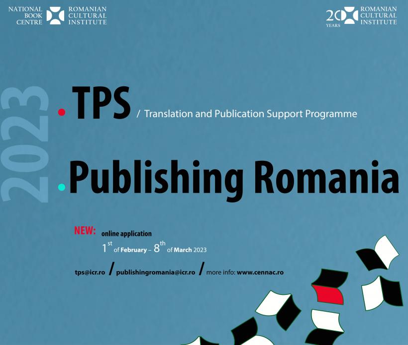 1 milion de lei pentru traducerea cărților românești în străinătate. Sesiunea 2023 a programelor Translation and Publication Support (TPS) și PUBLISHING ROMANIA, la start