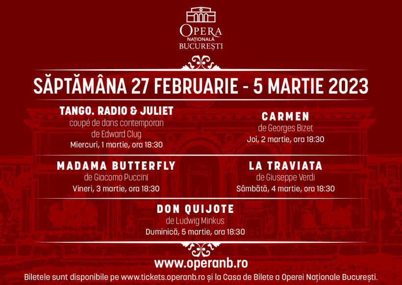 Titluri de operă și balet din repertoriul universal, în prima săptămână din martie pe scena ONB 18827170
