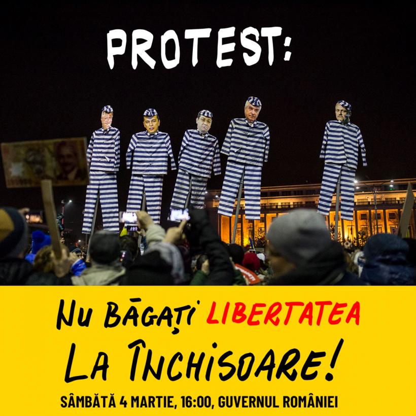 Protest în Piața Victoriei împotriva modificării Codului Penal