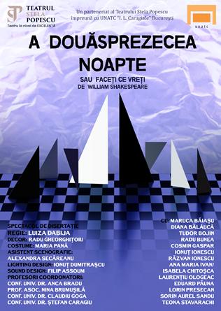 A douăsprezecea noapte de Shakespeare –  premieră UNATC în parteneriat cu Teatrul Stela Popescu, pe 19 martie 18829408