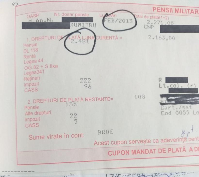 Pensia unui colonel în rezervă: "Creșterea spectaculoasă a pensiei mele speciale în ultimii 10 ani" 18830307