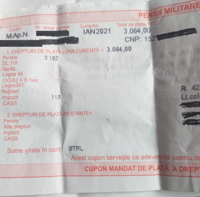 Pensia unui colonel în rezervă: "Creșterea spectaculoasă a pensiei mele speciale în ultimii 10 ani" 18830308