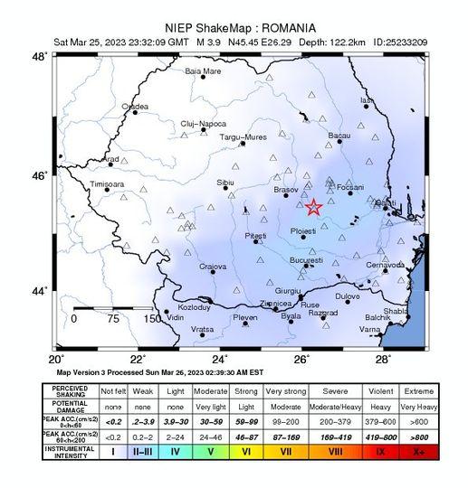 Trei cutremure în mai puțin de trei ore în România. Cel mai mare a avut magnitudinea 3,9!
