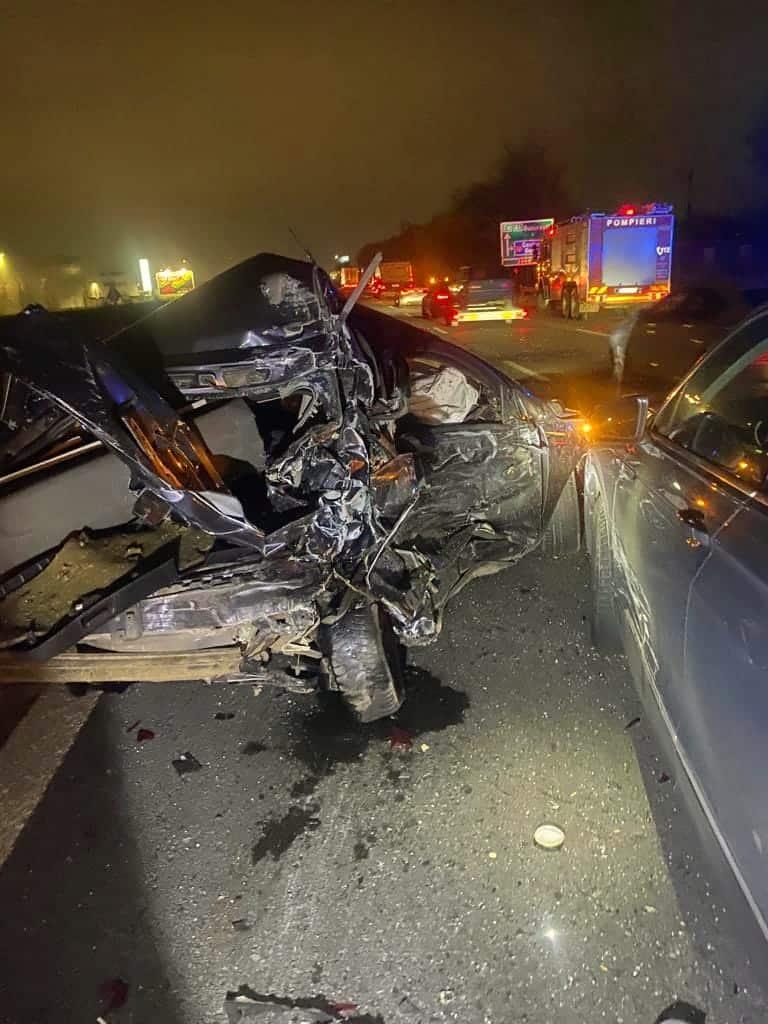 Accident în lanț cu șase autovehicule implicate pe Autostrada București-Pitești