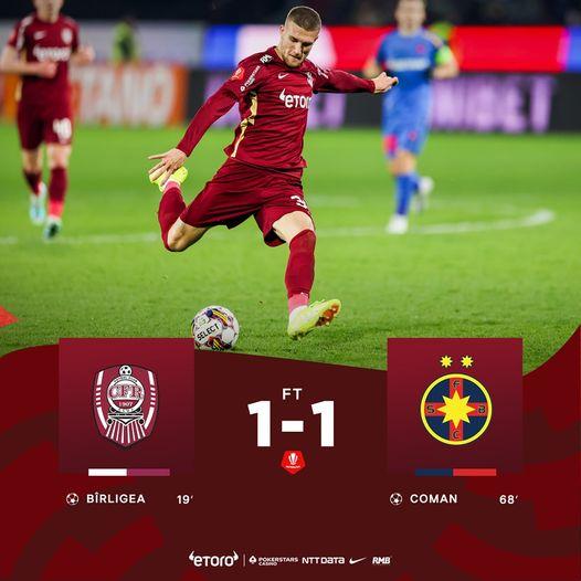 CFR Cluj-FCSB 1-1, în etapa a treia a play-off-ului