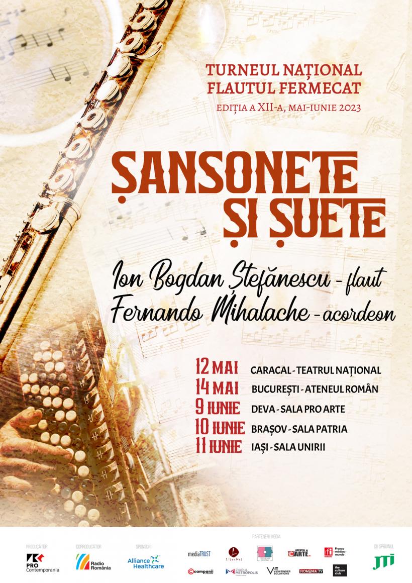 Turneul Național Flautul Fermecat, ediția a XII-a, începe pe 12 mai. Şansonete şi şuete. Ion Bogdan Ștefănescu – flaut, Fernando Mihalache - acordeon