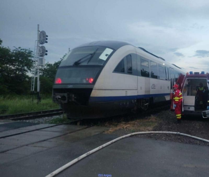 Incendiu într-un tren cu 60 de pasageri la bord, la Pitești