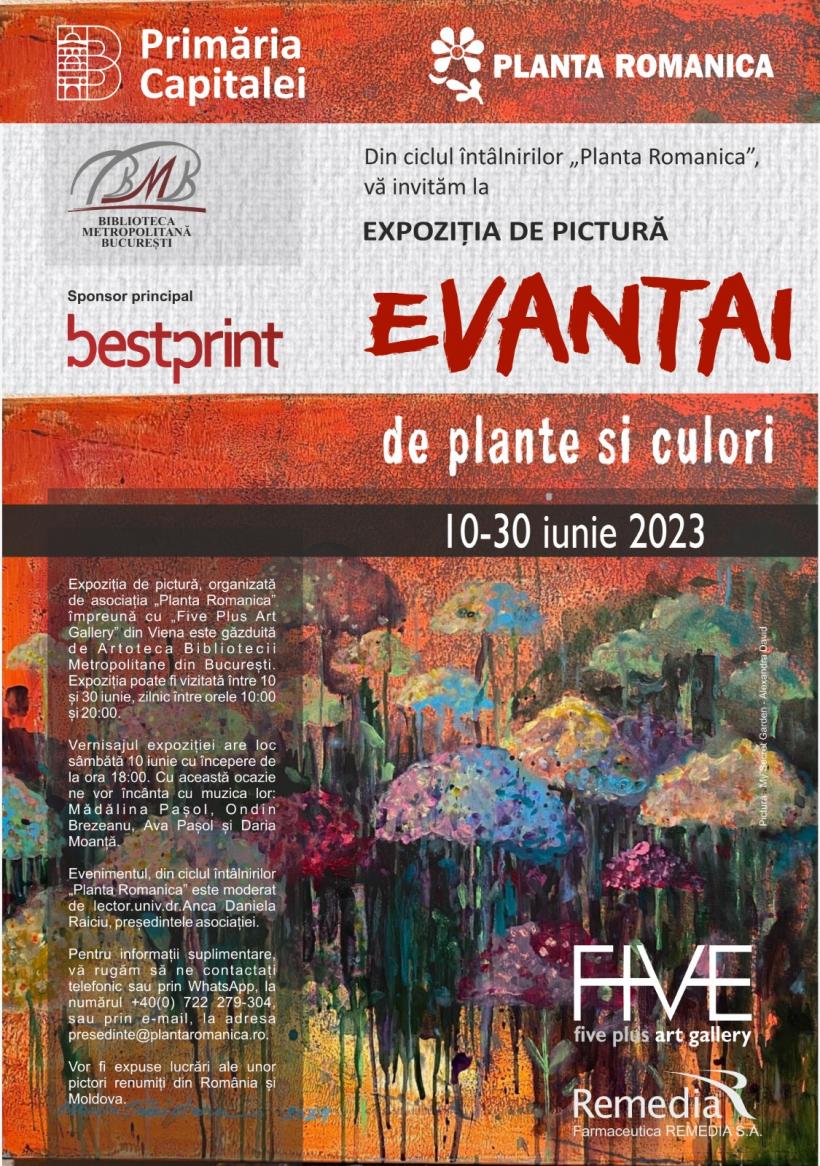Expoziție de pictură „Evantai de plante și culori” la Artoteca BMB