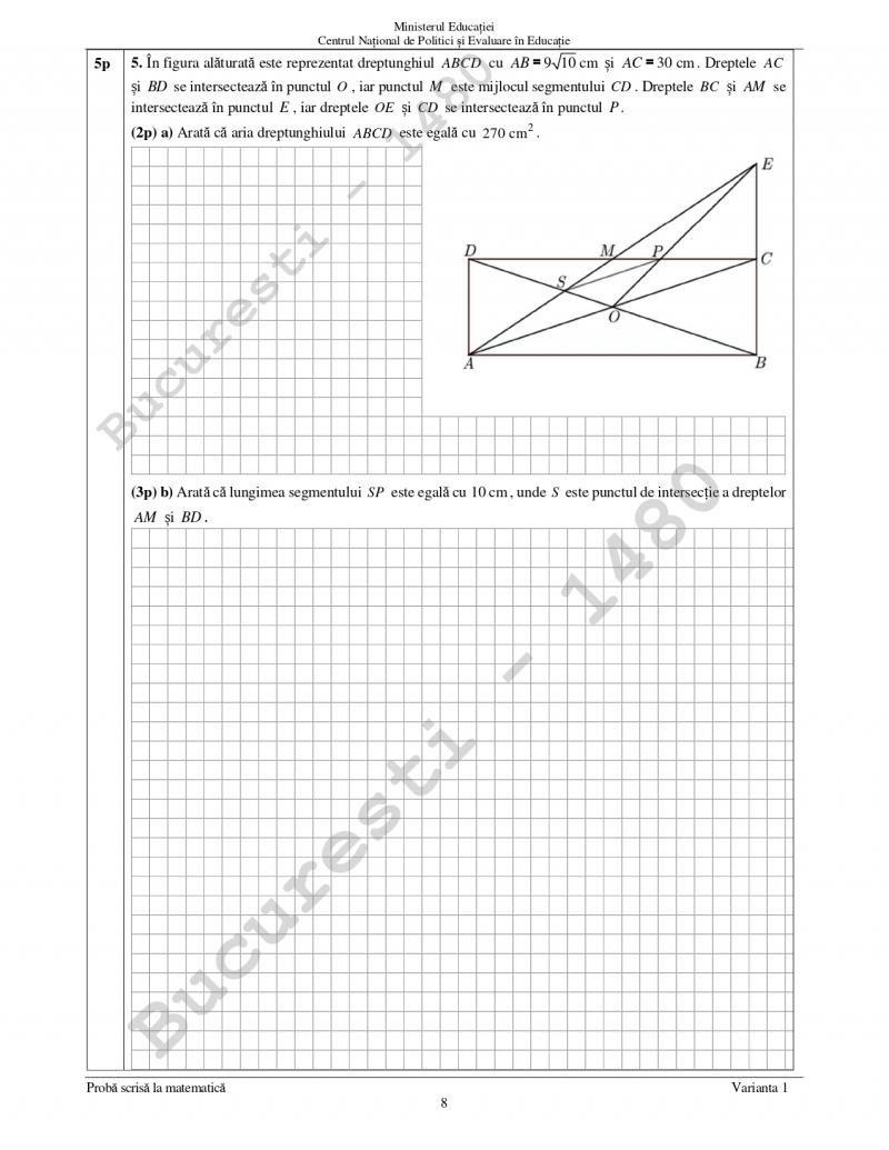 Subiecte Evaluare Națională 2023. Ce au avut elevii de rezolvat la proba de Matematică 18846017