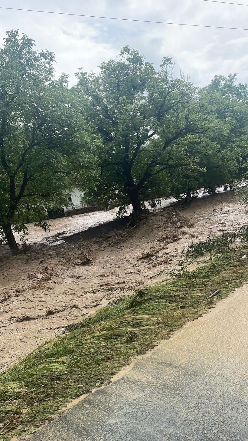 Drum rupt de viitură în județul Arad. salvatorii traversează cursul de apă pe jos 18846822