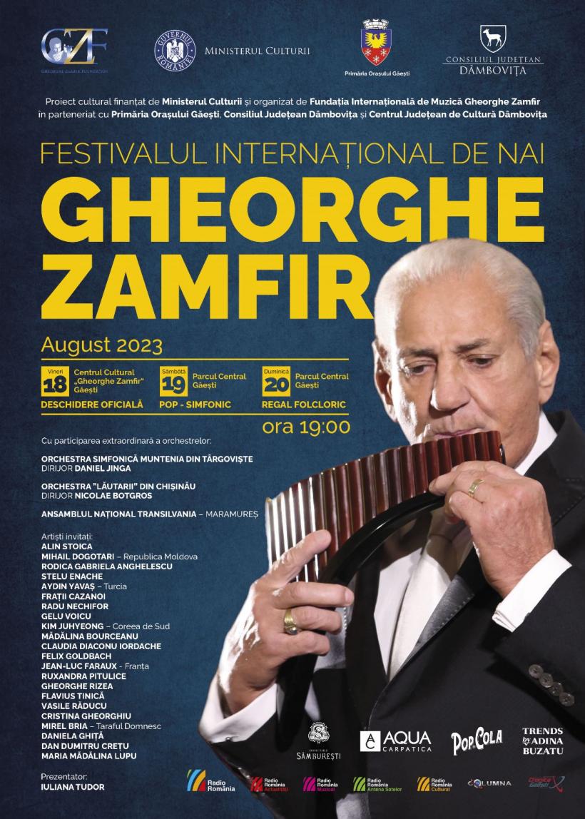 Festivalul Internațional de Nai “Gheorghe Zamfir” își deschide porțile la Gaești, în perioada 18-20 august 2023