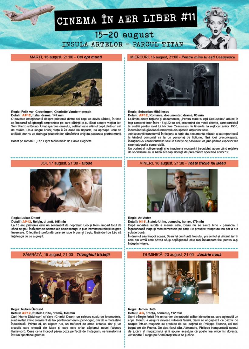 Filme nominalizate la Oscar, în prima săptămână de  Cinema în aer liber, pe Insula Artelor din Parcul Titan 18854723