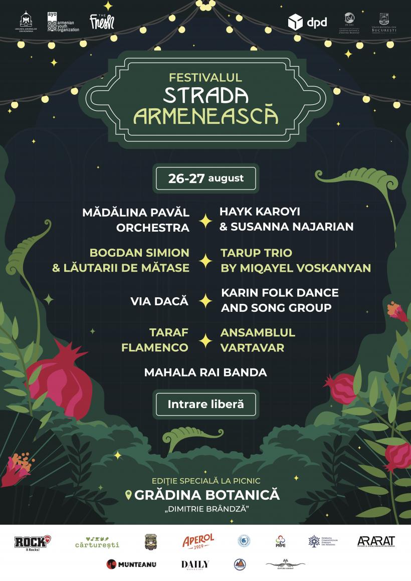 Festivalul Strada Armenească: Două zile de muzică și distracție în Grădina Botanică din București, pe 26 și 27 august