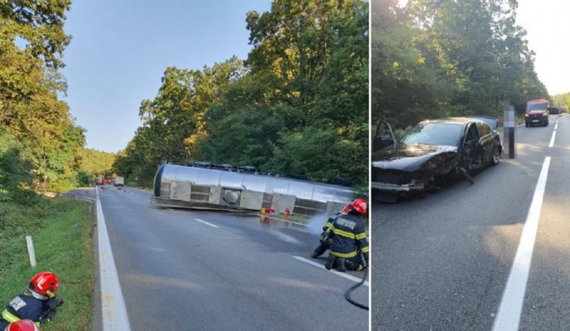 UPDATE Pericol de explozie! Cisternă cu etanol, răsturnată pe o șosea din județul Argeș 18856359