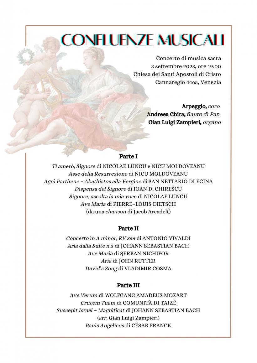 Concert de muzică sacră “Confluenţe muzicale” susţinut de Corul Arpeggio împreună cu Andreea Chira (nai) şi Maestrul Gian Luigi Zampieri (orgă) 18857471