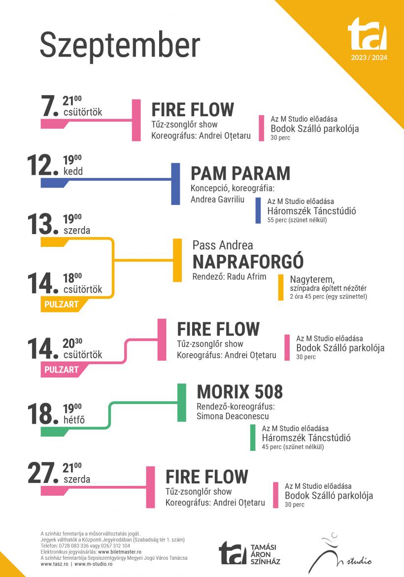 STAGIUNEA 2023-2024: PROGRAMUL LUNII SEPTEMBRIE LA TEATRUL TAMÁSI ARON 18857708