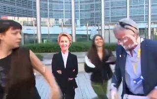 Șeful Ryanair, lovit în față cu plăcinte de protestatari 18858397