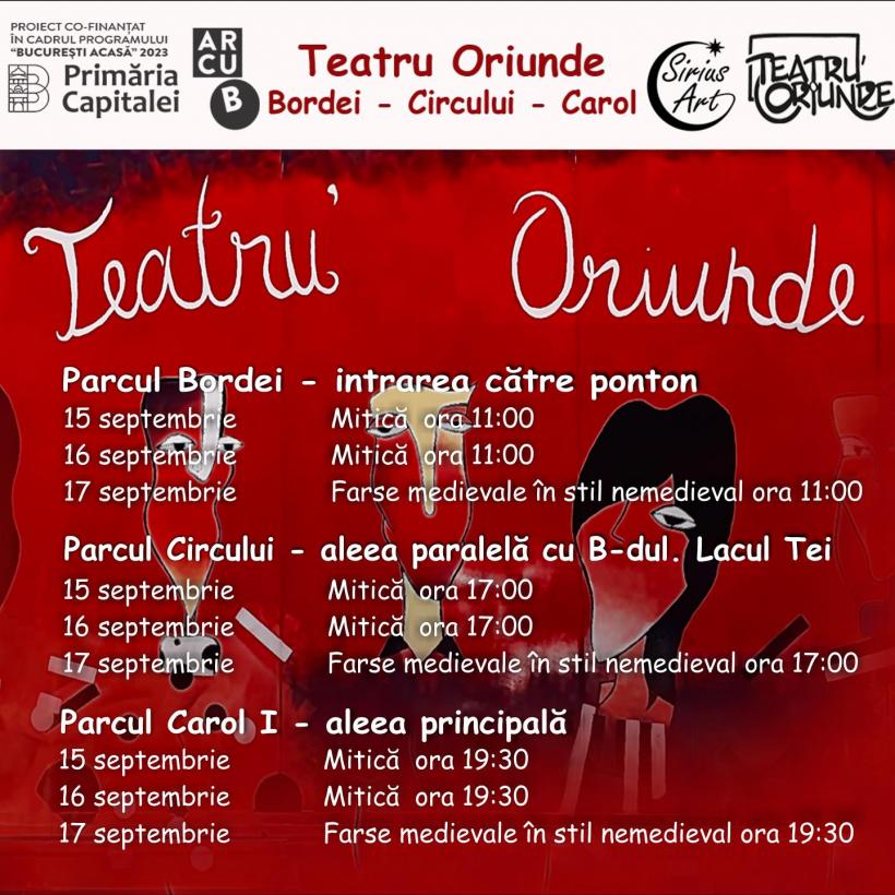 Spectacole gratuite pentru copii și adulți – caravana „Teatru Oriunde” ajunge în parcurile bucureștene între 15 și 17 septembrie 18859348