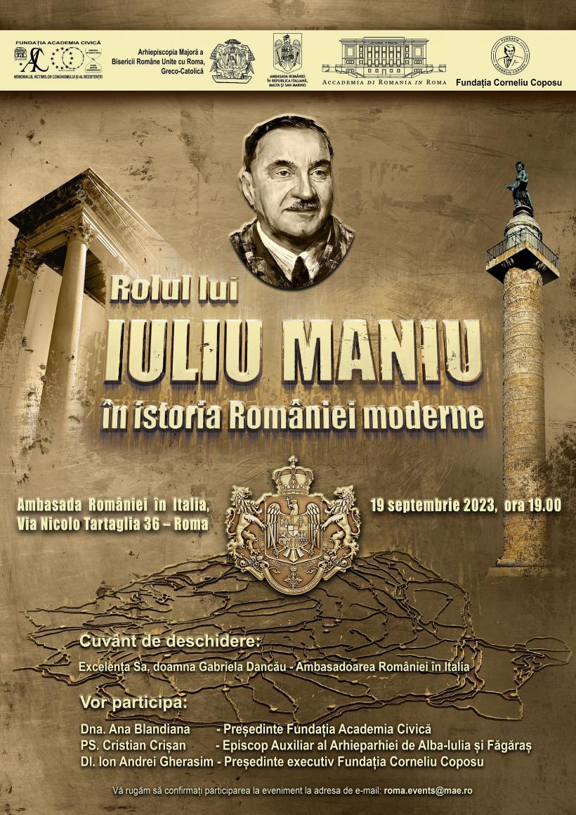 Conferința „Rolul lui Iuliu Maniu în istoria României moderne”, la Ambasada României de la Roma